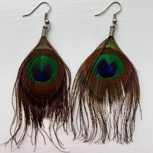 Peacock feather earrings